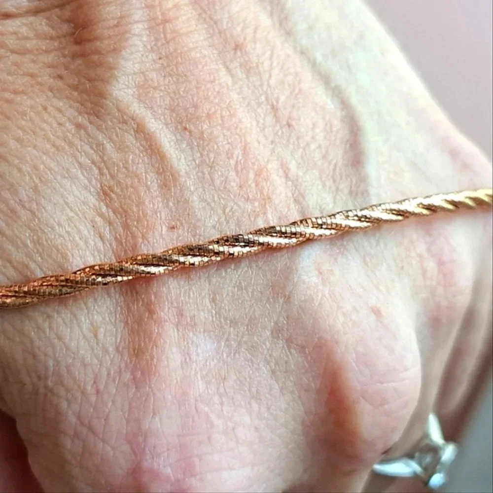 Omega Necklace Triple Twist 14kt Rose Gold Over Sterling Silver - Picture 4 of 7